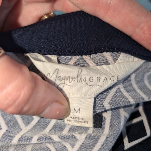 Magnolia Grace M Embroidered Sleeveless Knit Maxi Dress Navy White - Picture 7 of 9